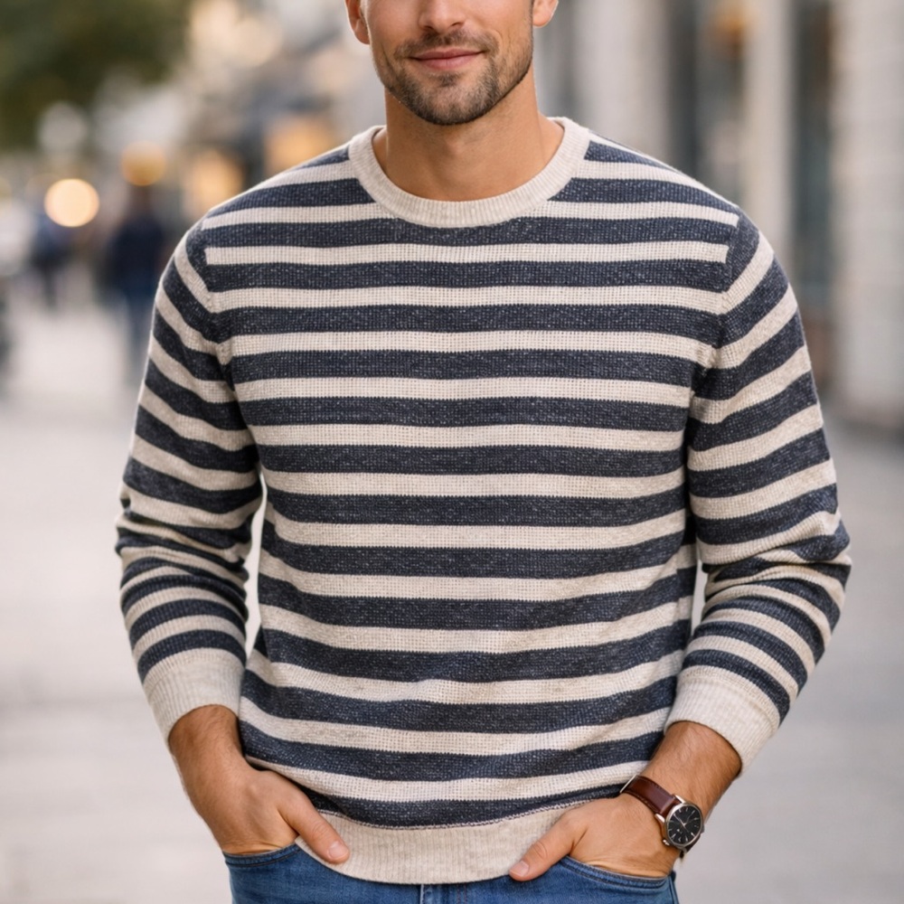 Charleston Threads Striped Cotton Sweater Men’s Large